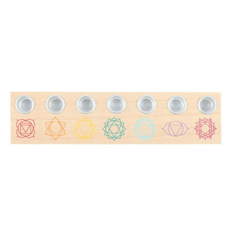 Seven Chakras Wooden Energy Candle Holder: 3 - Candle Holders By Gift Moments