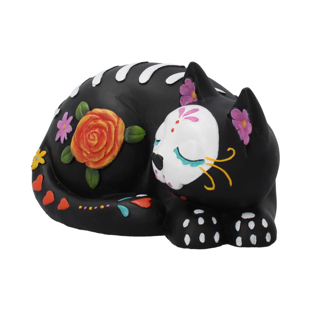 Sleepy Sugar Figurine Mexican Day of the Dead Sugar Skull Cat Ornament: 3 - Figurines Medium (15-29cm) By Gift Moments