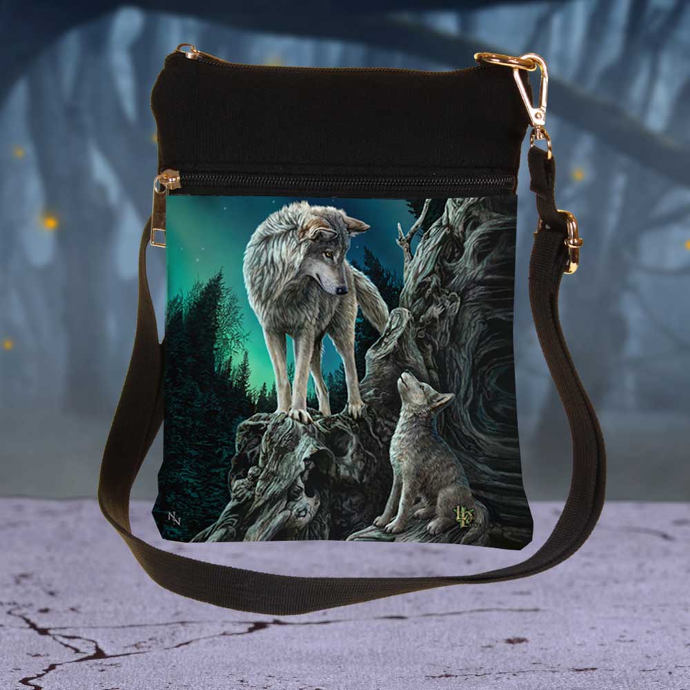 Small Guidance Wolf and Pup Shoulder Bag by Lisa Parker: 1 - Bags By Lisa Parker