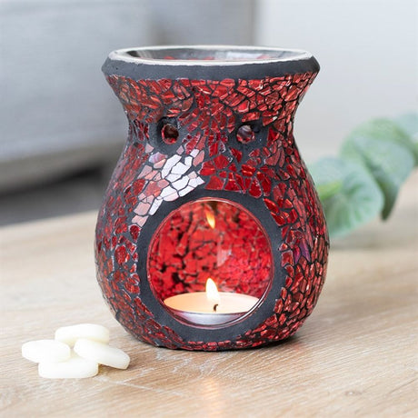 Small Red Crackle Glass Oil Burner: 1 - Oil & Wax Burners By Gift Moments