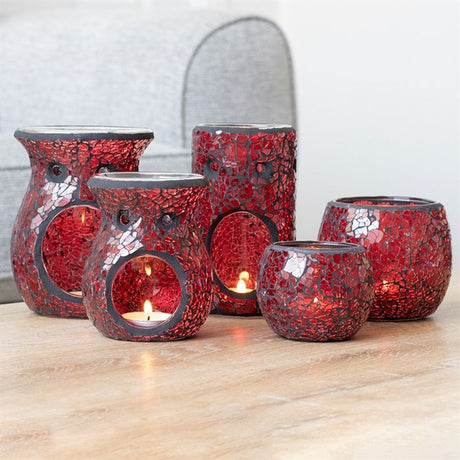 Small Red Crackle Glass Oil Burner: 5 - Oil & Wax Burners By Gift Moments