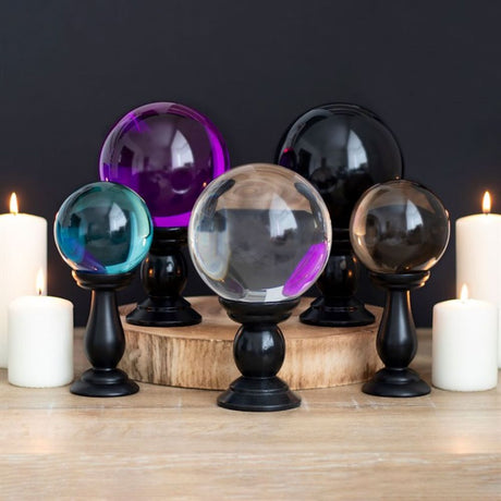 Small Smoke Grey Crystal Ball on Stand: 3 - By Gift Moments