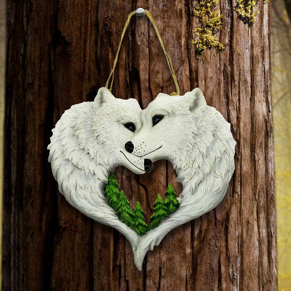 Snow in Love Wolf Lovers Hanging Ornament 20cm: 1 - Wall Hanging Sculptures By NN Designs