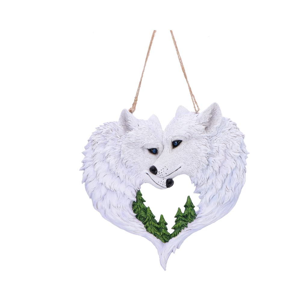 Snow in Love Wolf Lovers Hanging Ornament 20cm: 2 - Wall Hanging Sculptures By NN Designs