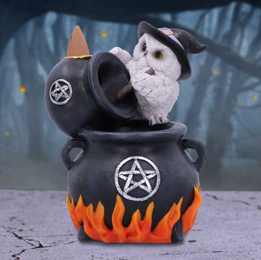 Snowy Brew Owl Backflow Incense Burner 17cm: 1 - Incense Holders By Gift Moments