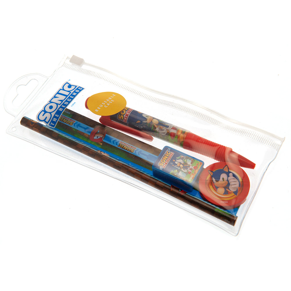 Sonic The Hedgehog 5pc Stationery Set: 2 Pencil Cases & Sets By Sonic The Hedgehog