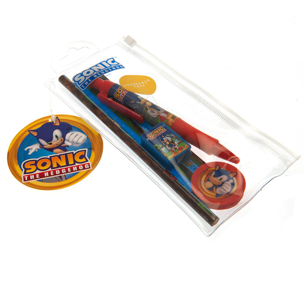 Sonic The Hedgehog 5pc Stationery Set: 3 Pencil Cases & Sets By Sonic The Hedgehog