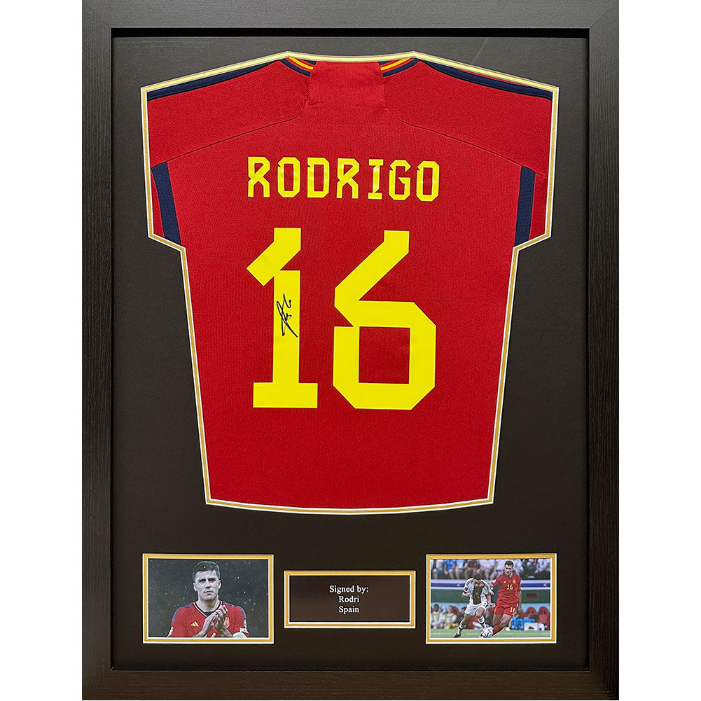 Spain Rodri Signed Shirt (Framed): 1 - Signed Memorabilia By Spain