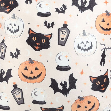 Square Spooky Cat and Pumpkin Print Cushion: 4 - Cushions By Gift Moments