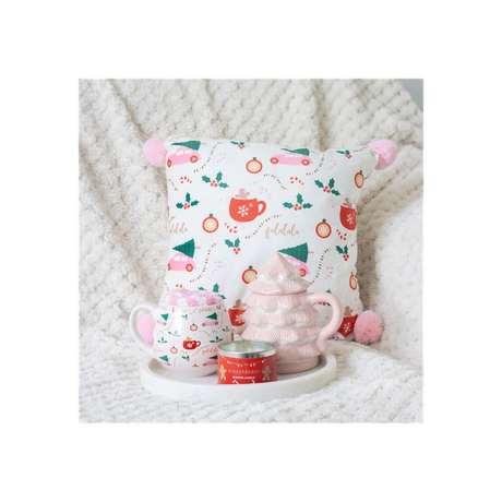 Christmas Fun Cushion with Pink Pom Poms: 5 - Cushions By Gift Moments
