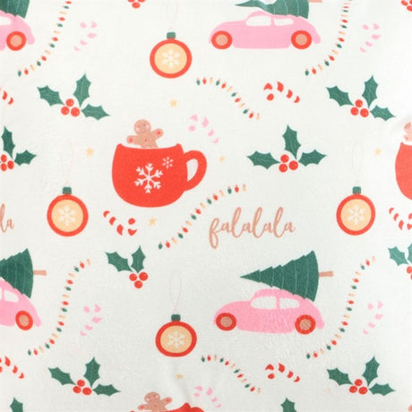 Christmas Fun Cushion with Pink Pom Poms: 3 - Cushions By Gift Moments