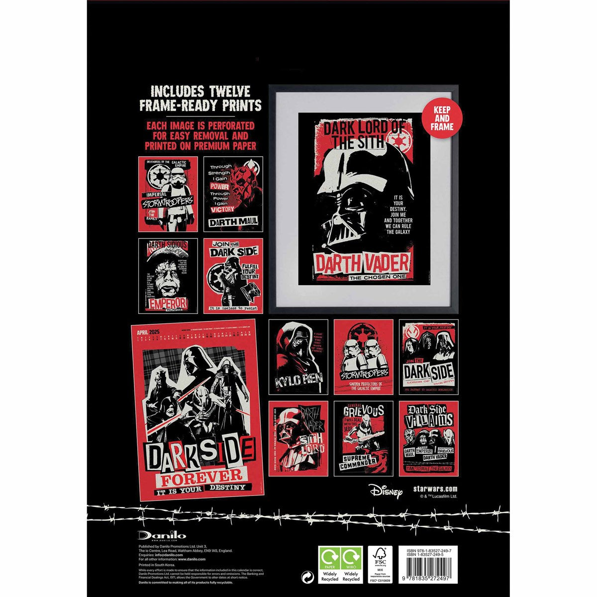 Star Wars Dark Side Deluxe Calendar 2025: 3 - Calendars By Star Wars