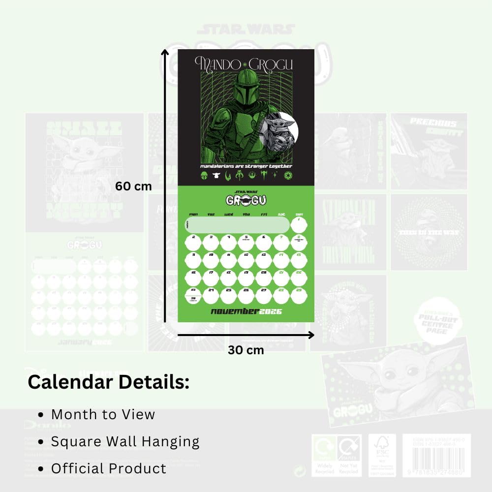 Star Wars: The Mandalorian Grogu Square Calendar 2026: 5 - Calendars By Star Wars: The Mandalorian