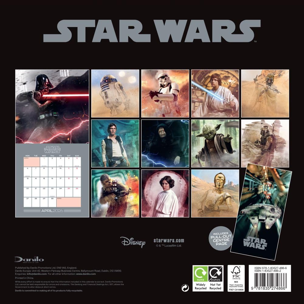 Star Wars Square Calendar 2026: 4 - Calendars By Star Wars