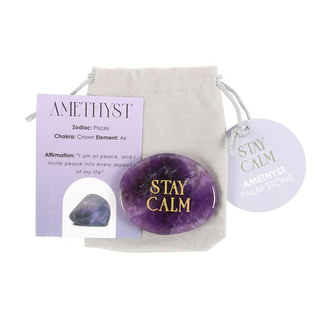 Stay Calm Amethyst Crystal Palm Stone: 2 - By Gift Moments