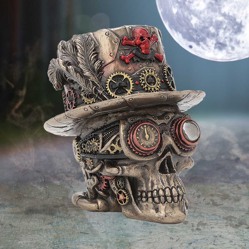 Steampunk Clockwork Baron Skull Figurine Ornament: 1 - Figures & Collectables By Gift Moments