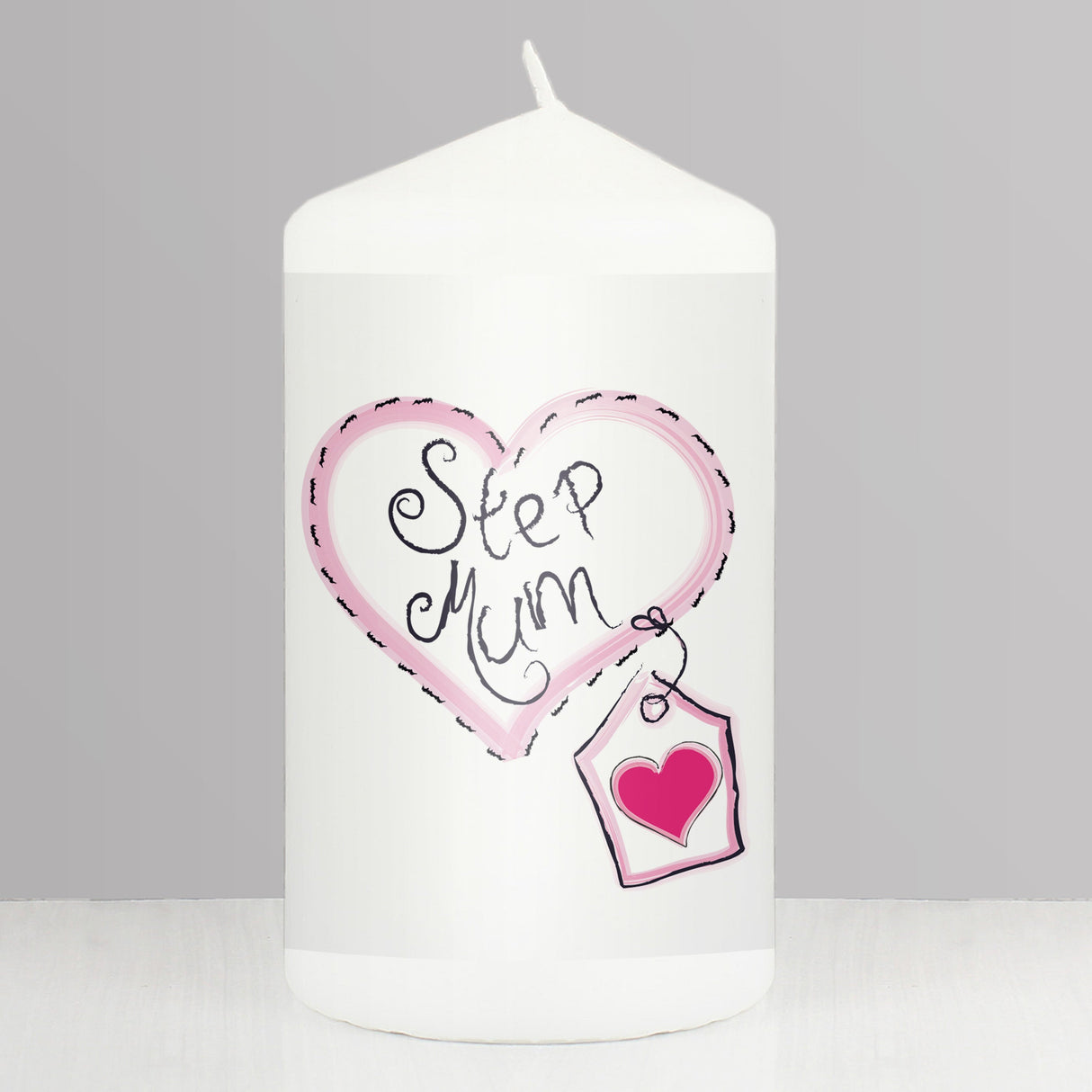 Step Mum Heart Stitch Pillar Candle: 1 - Candles By Gift Moments