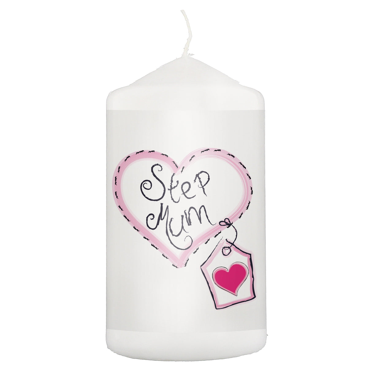 Step Mum Heart Stitch Pillar Candle: 2 - Candles By Gift Moments