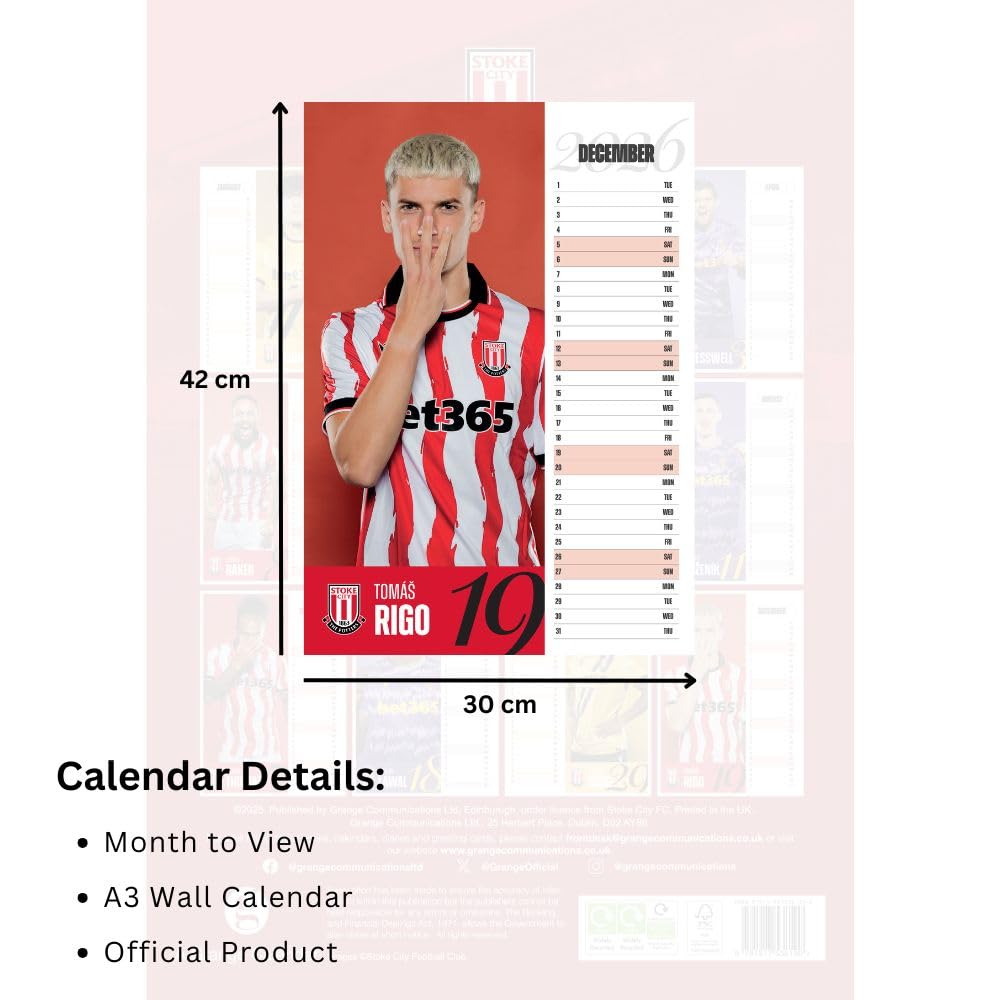Stoke City FC A3 Calendar 2026: 5 - Calendars By Stoke City