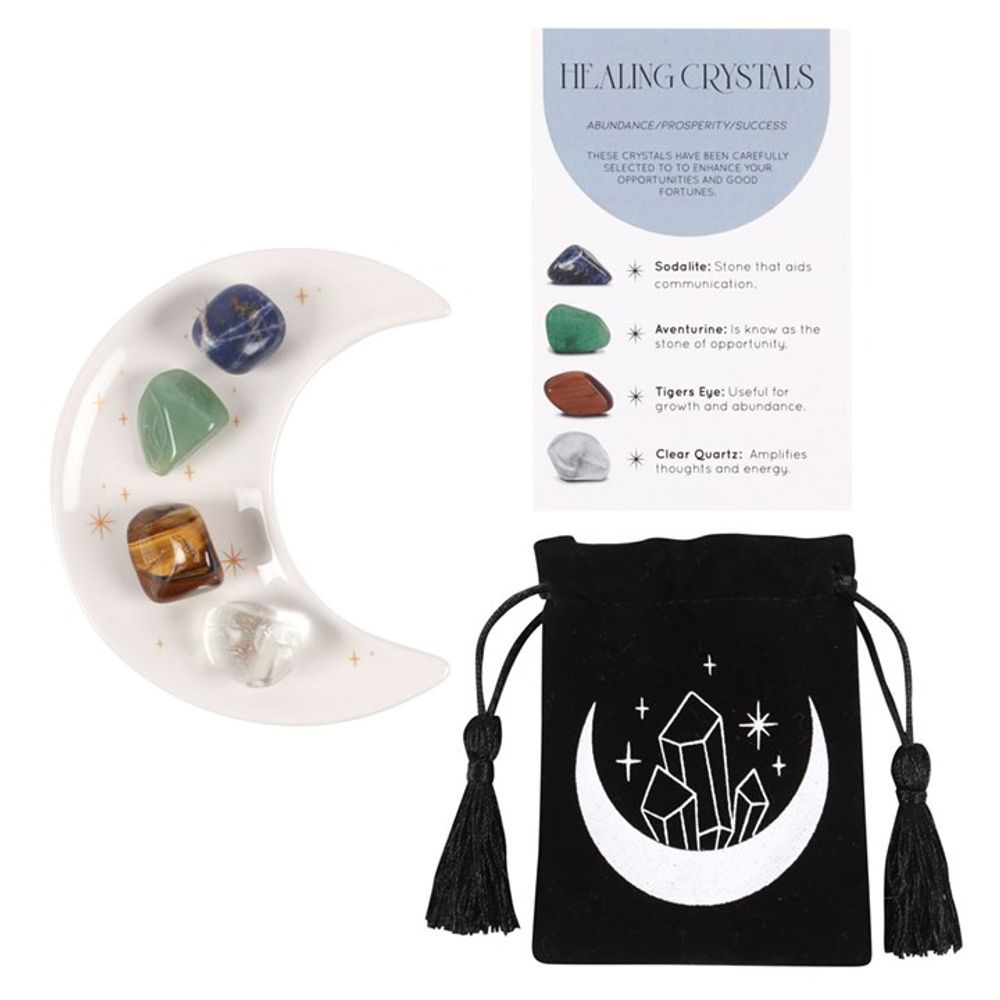 Success Healing Crystal Set with Moon Trinket Dish: 2 - By Gift Moments