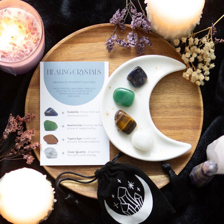 Success Healing Crystal Set with Moon Trinket Dish: 1 - By Gift Moments