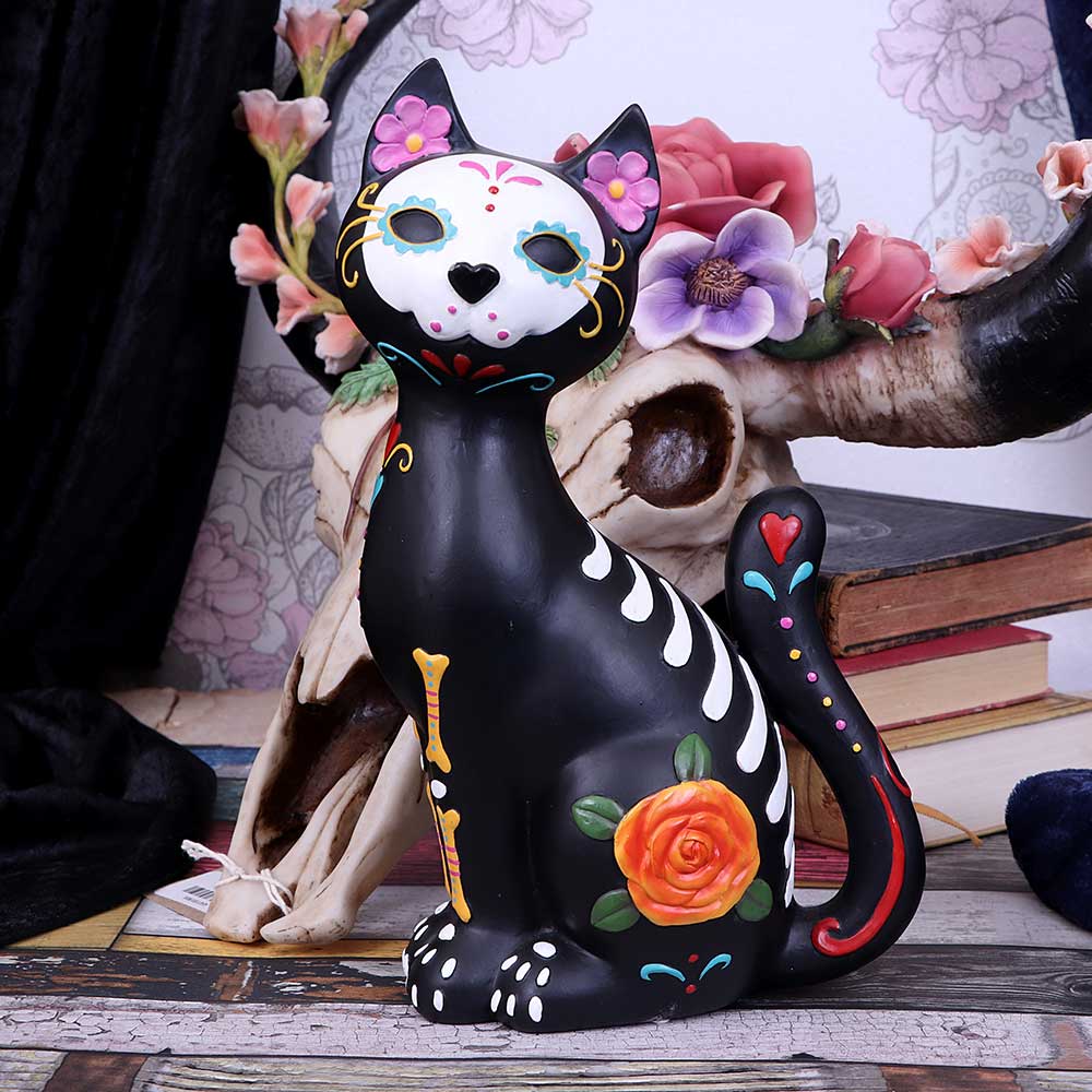 Sugar Kitty Figurine Day of the Dead Cat Ornament: 1 - Figurines Medium (15-29cm) By Gift Moments