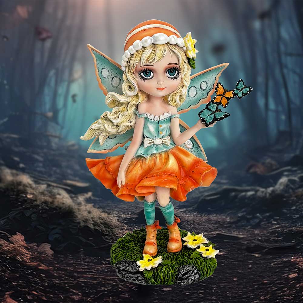 Summer Fae Fairy Figurine with Butterflies and Flowers: 1 - Figurines Medium (15-29cm) By NN Designs