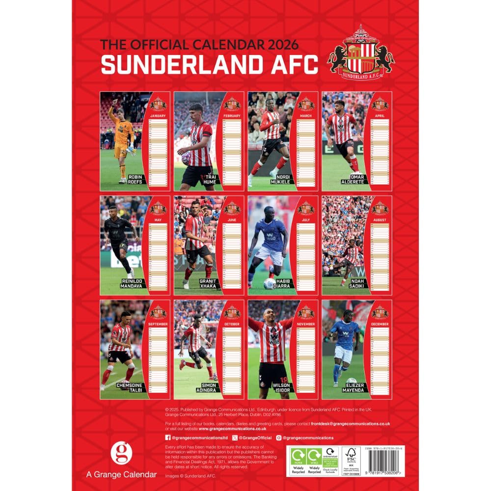 Sunderland AFC A3 Calendar 2026: 4 - Calendars By Sunderland