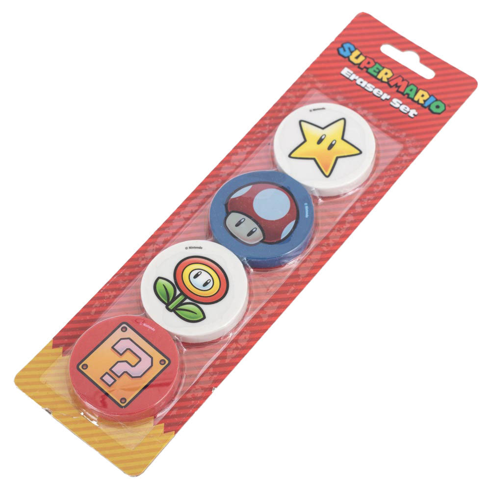 Super Mario 4pk Eraser Set: 3 - Stationery By Super Mario