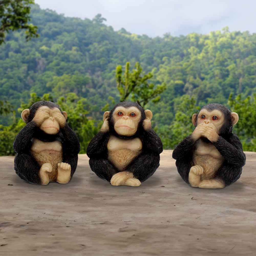 Three Wise Chimps 8cm: 1 - Figurines Small (Under 15cm) By NN Designs