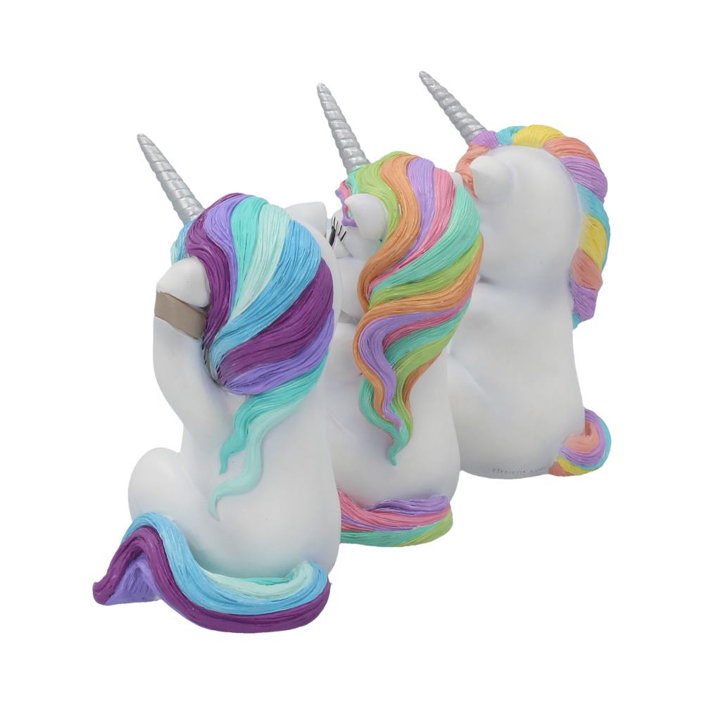 Three Wise Cutiecorns Ornament Cute Unicorn Figurine Set: 4 - Figurines Small (Under 15cm) By NN Designs