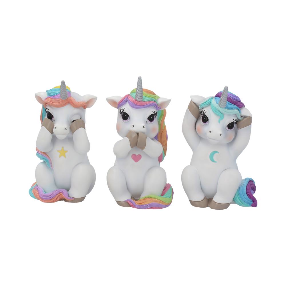 Three Wise Cutiecorns Ornament Cute Unicorn Figurine Set: 2 - Figurines Small (Under 15cm) By NN Designs