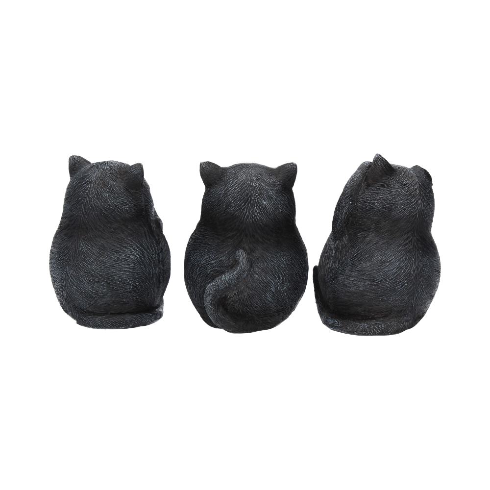 Three Wise Fat Cat Figurines 8.5cm - 3 Wise Cute Cats: 5 - Figurines Small (Under 15cm) By NN Designs