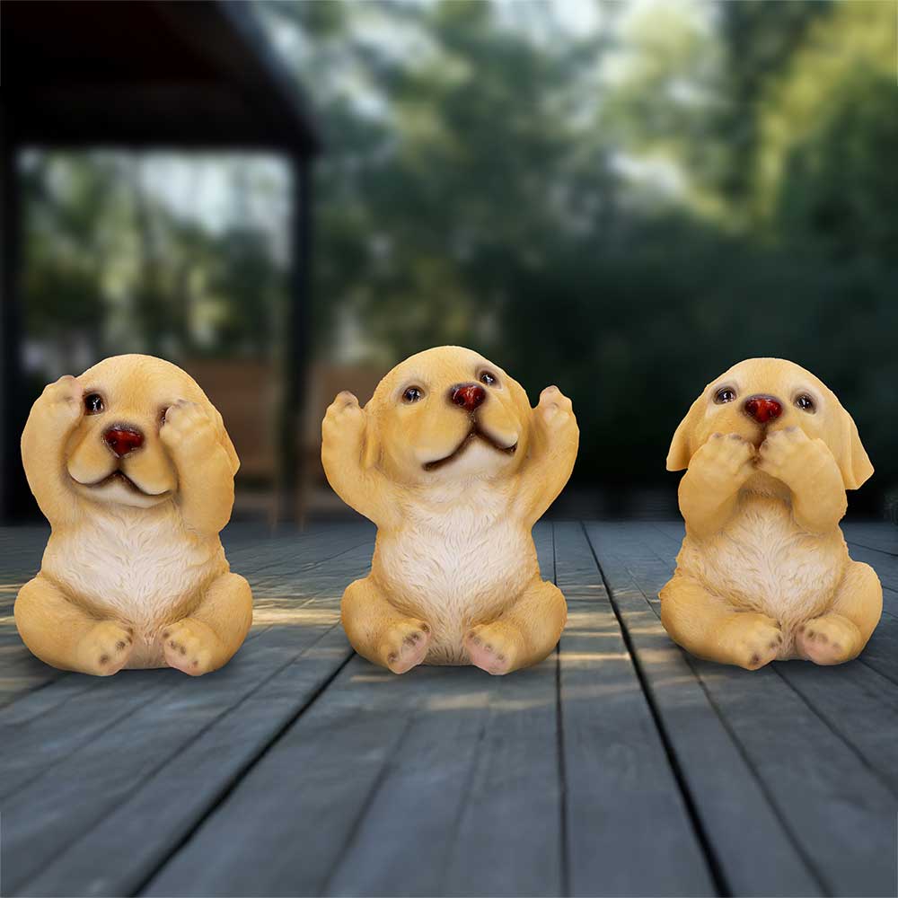 Three Wise Golden Labradors Figurines: 1 - Figurines Small (Under 15cm) By NN Designs