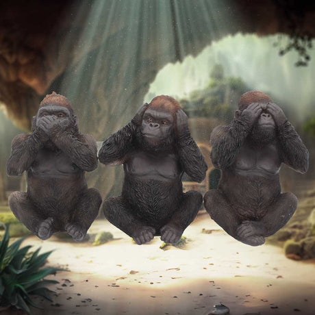 Three Wise Gorillas Figurine Gorilla Ornaments: 1 - Figures & Collectables By Gift Moments