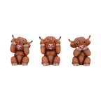 Three Wise Highland Cow Figurines 9.6cm - Shop Figures & Collectables At Gift Moments - 2