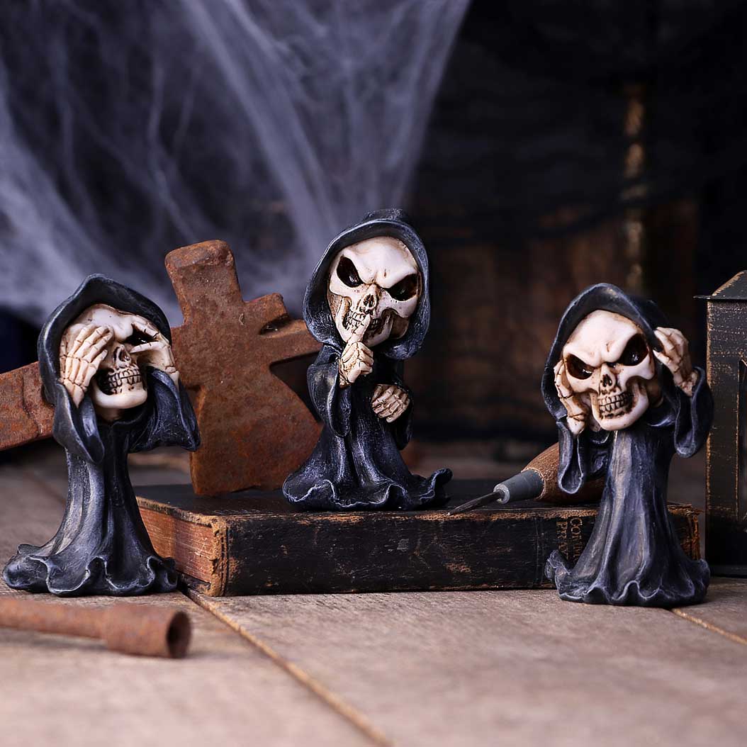 Three Wise Reapers 11cm See No Hear No Speak No Evil Cartoon Grim Reapers: 1 - Figures & Collectables By Gift Moments