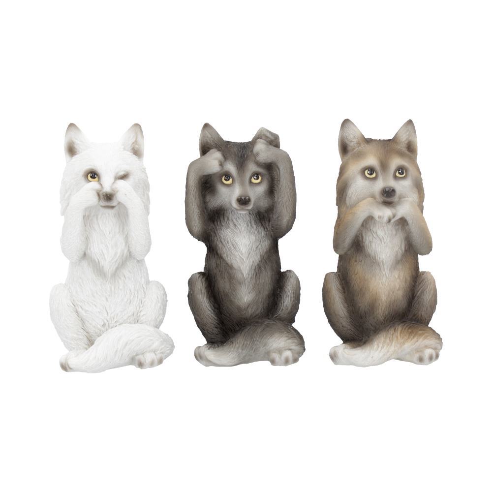 Three Wise Wolves Figurines 10cm: 2 - Figurines Small (Under 15cm) By NN Designs