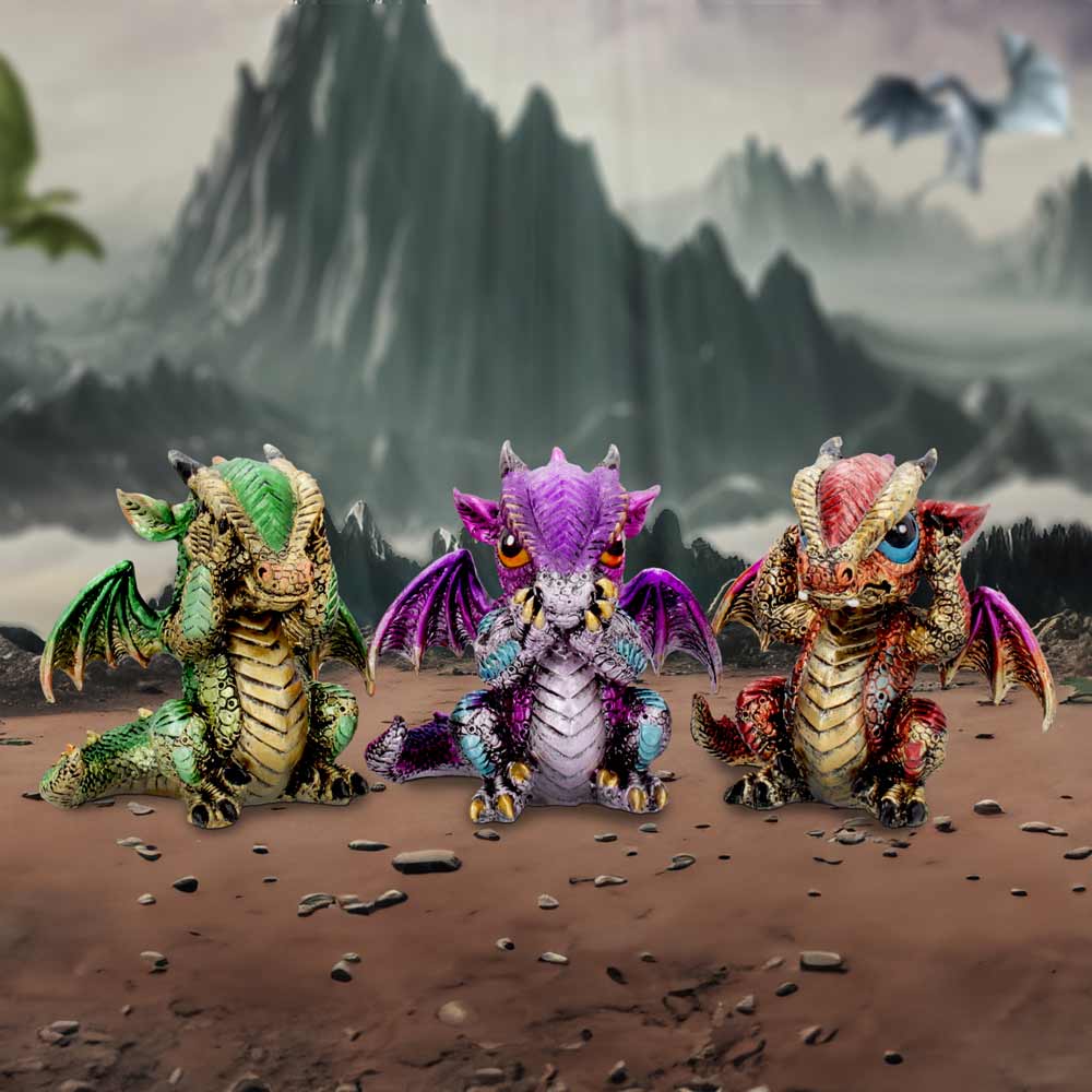 Three Wiselings Figurines Dragon Dragonling Ornaments: 1 - Figures & Collectables By Gift Moments