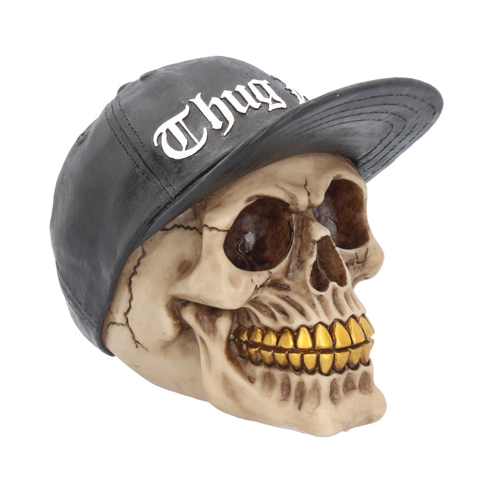 Thug Life Skull with Gold Teeth and Baseball Cap Figurine 15.8cm: 2 - Figures & Collectables By Gift Moments