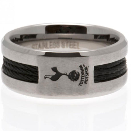Tottenham Hotspur FC Black Inlay Ring Large: 1 - Jewellery By Tottenham Hotspur