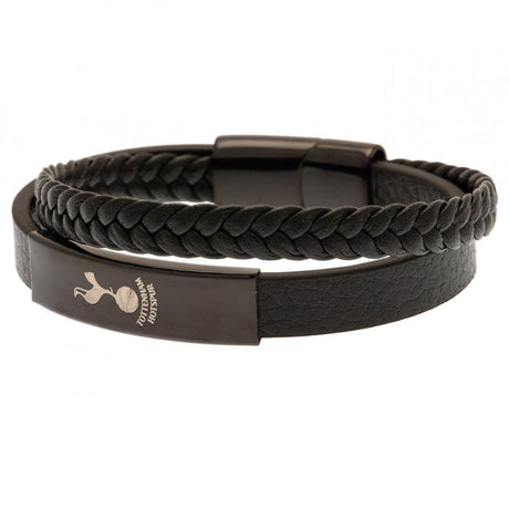 Tottenham Hotspur FC Black IP Leather Bracelet: 2 Jewellery By Tottenham Hotspur