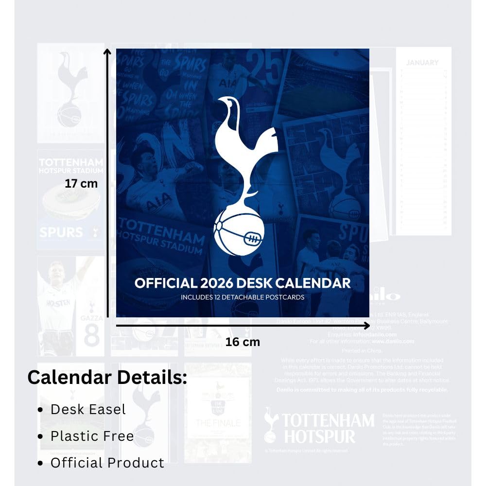 Tottenham Hotspur FC Desktop Calendar 2026: 5 - Calendars By Tottenham Hotspur