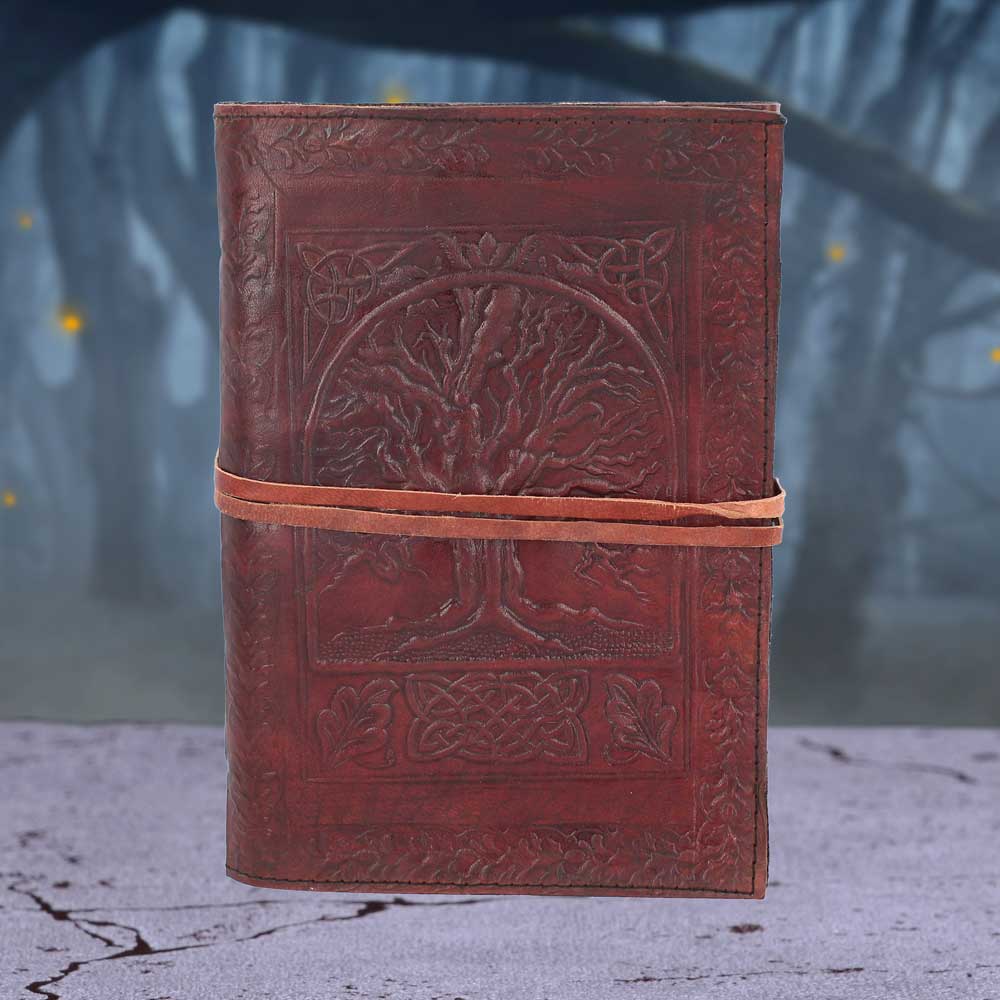 Tree Of Life Bound Red Leather Embossed Journal 18 x 25cm: 1 - Leather Journals By Gift Moments
