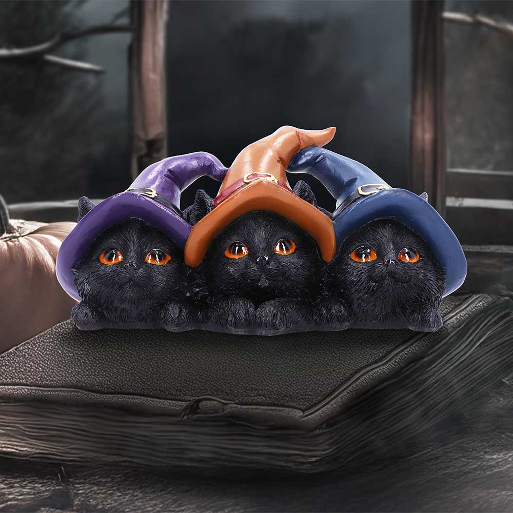 Trio of Mischief Witches Cats Figurine: 1 - Figurines Medium (15-29cm) By NN Designs