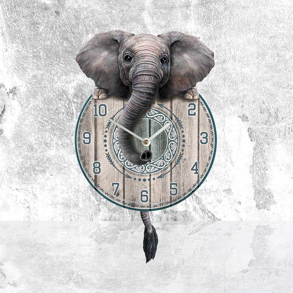 Trunkin’ Tickin’ Elephant Pendulum Clock: 1 - Clocks By NN Designs
