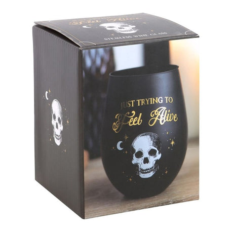 Trying to Feel Alive Stemless Wine Glass: 4 - By Gift Moments