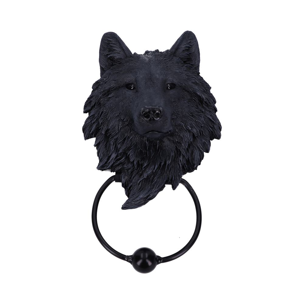 Dark Guardian Wolf Black Canine Door Knocker