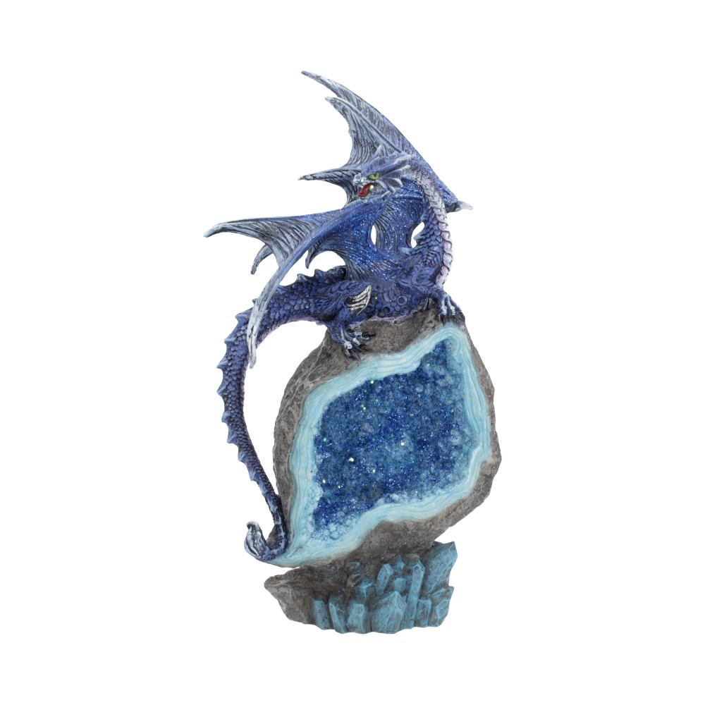 Cobalt Custodian Fantasy Blue Dragon Sitting On A Geode