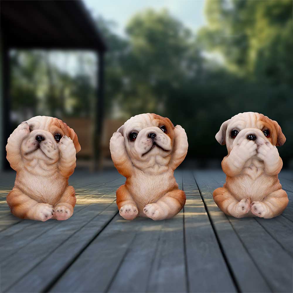 Three Wise Bulldogs Figurines (Set of 3) - Shop Figurines Small (Under 15cm) At Gift Moments - 1